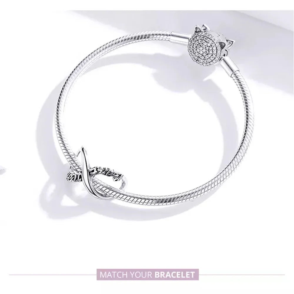 925 Sterling Silver Clear 5A Crystal Collection Family Heart X-Shape Charm Beads for Charm Bracelet & Necklace Pendant