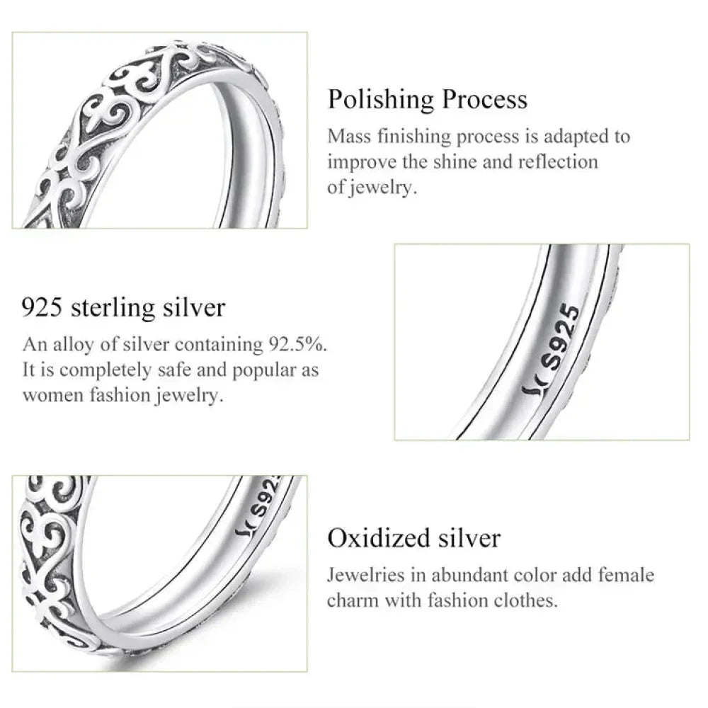 925 Sterling Silver Vintage Embossed Floral Ring