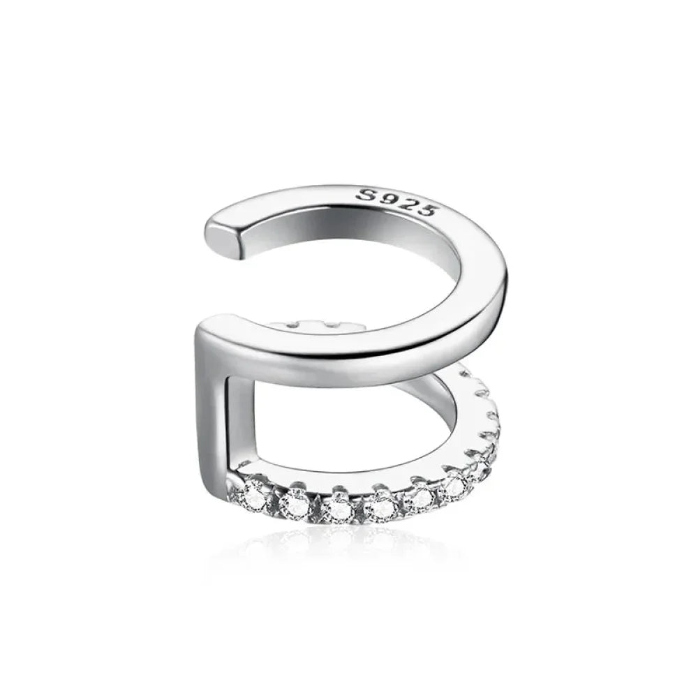 925 Sterling Silver Ear Cuff - Elegant Gold Color Clip Earrings For Women