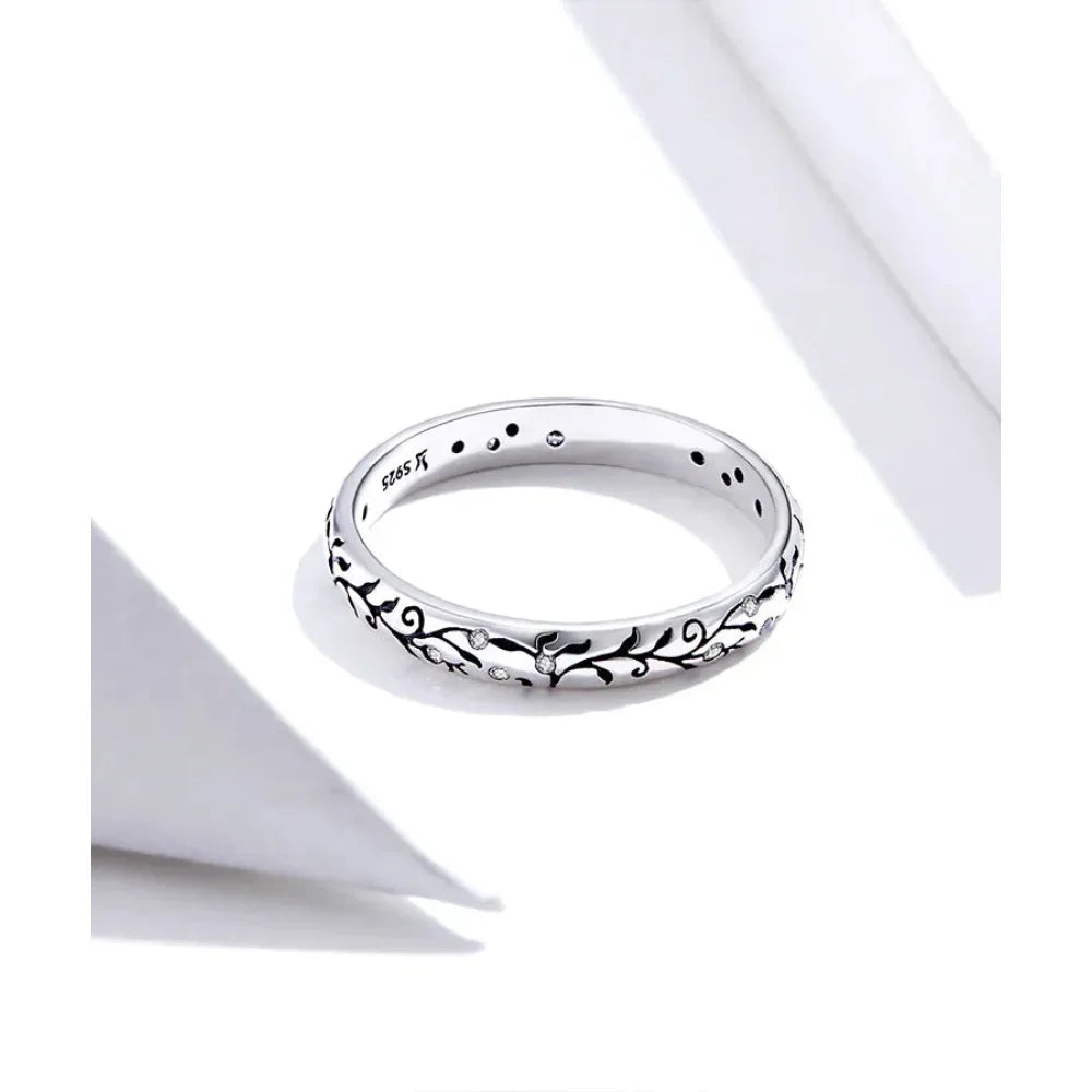 925 Sterling Silver Vintage Embossed Floral Ring