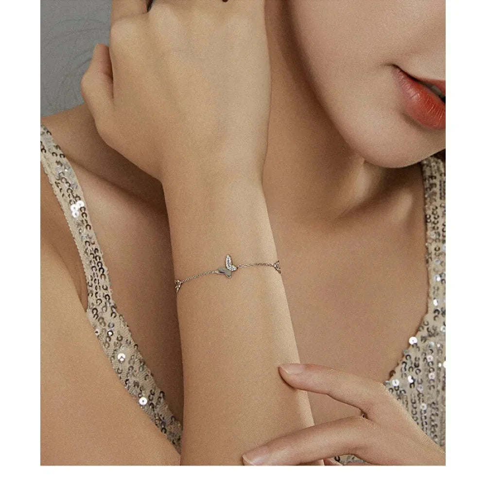 Sterling Silver Butterfly Charm Bracelet – Adjustable