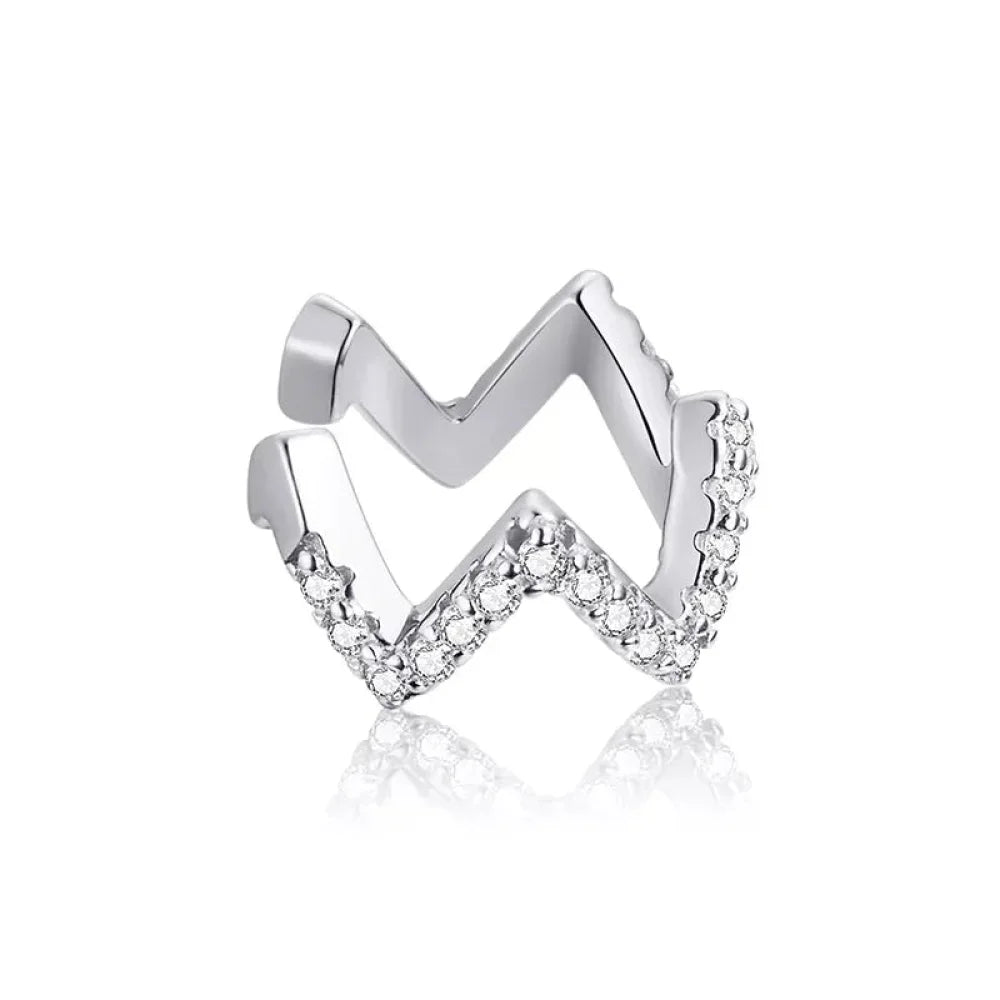 925 Sterling Silver Ear Cuff - Elegant Gold Color Clip Earrings For Women