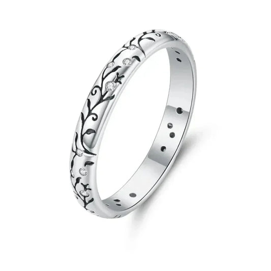 925 Sterling Silver Vintage Embossed Floral Ring