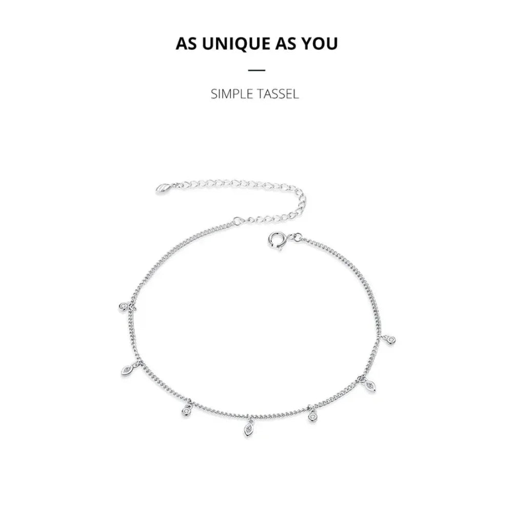 The Minimalist 925 Sterling Silver Tassel Anklet