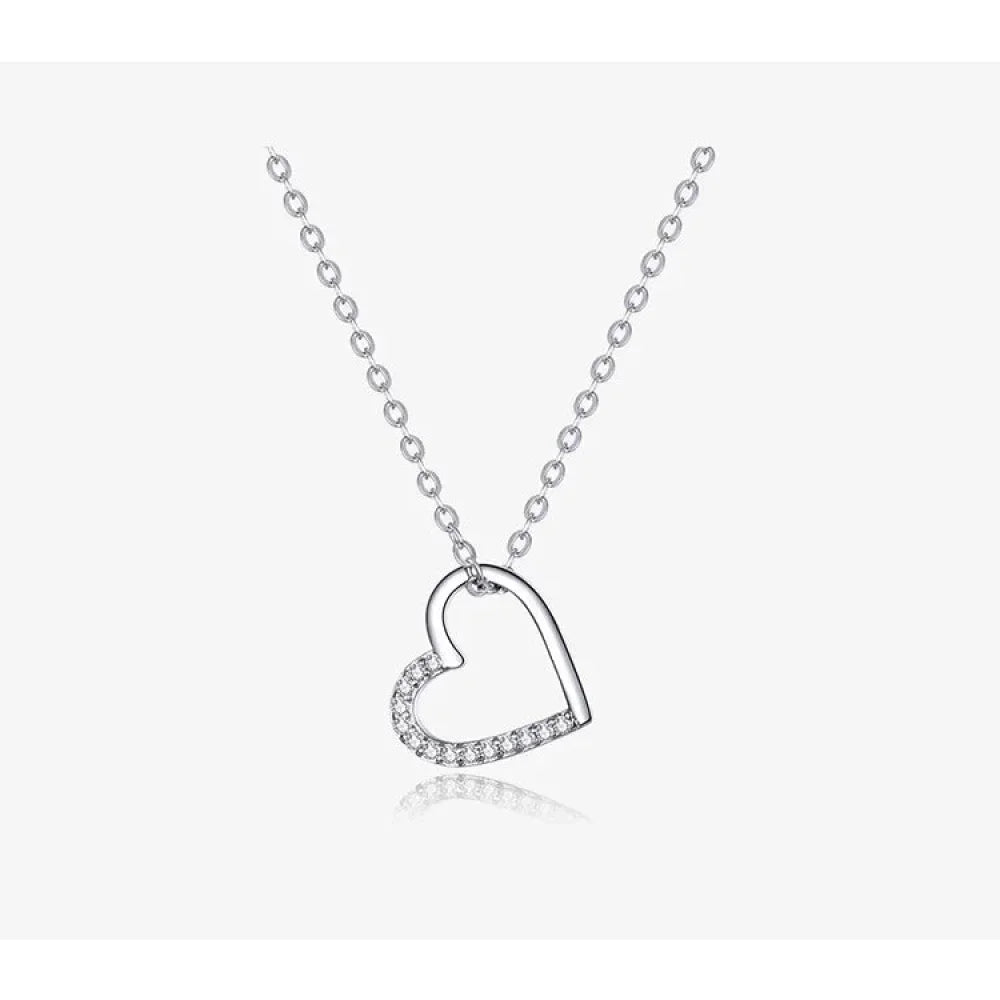 Genuine 925 Sterling Silver The Shape Of Love Chain Necklace For Women - Fine Jewelry 18.11'' Collar