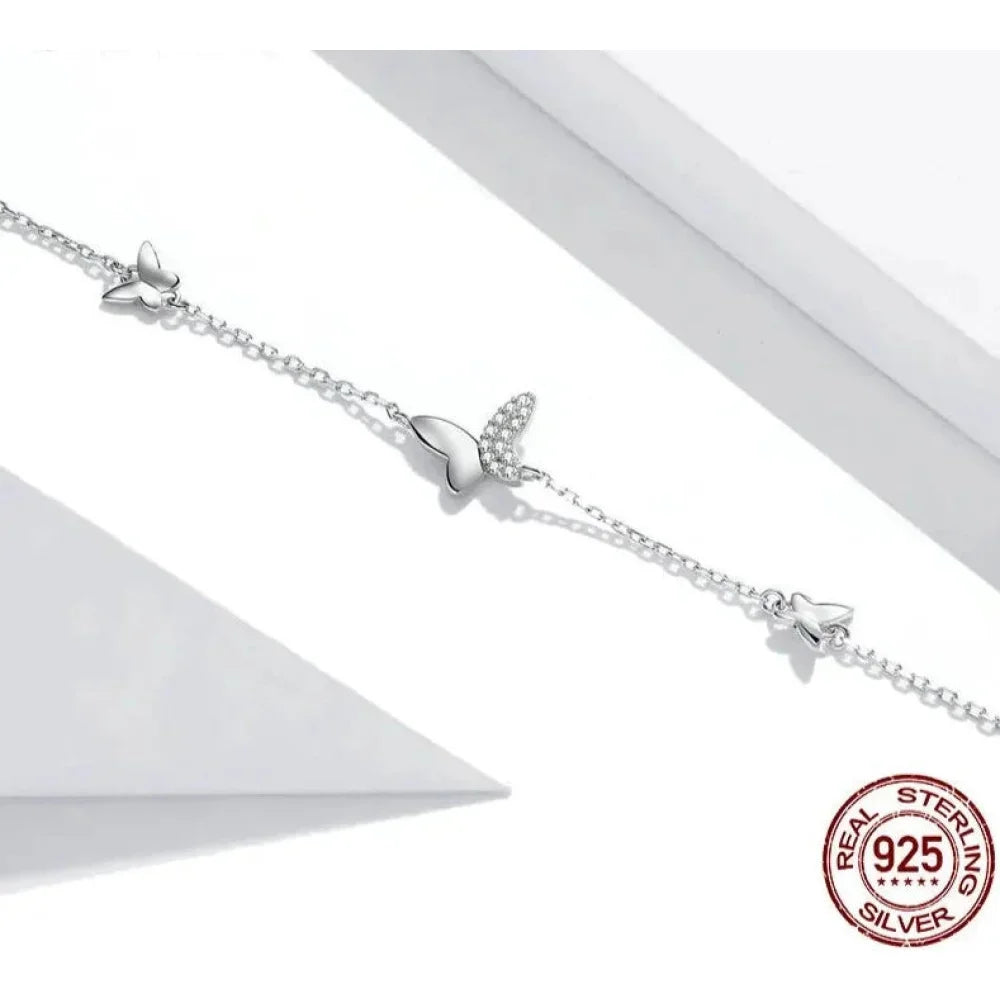Sterling Silver Butterfly Charm Bracelet – Adjustable