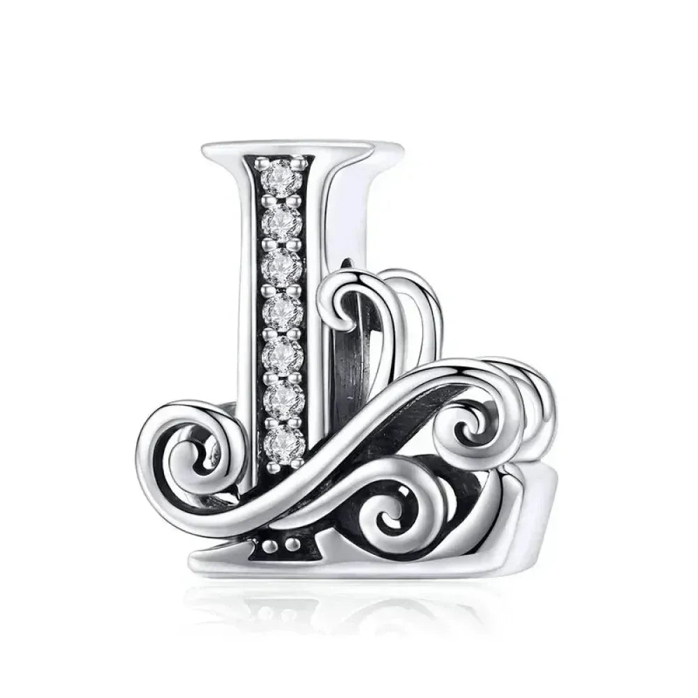 Vintage Openwork 925 Sterling Silver Initial Charm