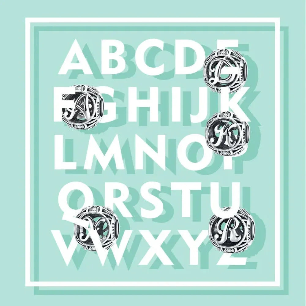 925 Sterling Silver Initial Charm Bead