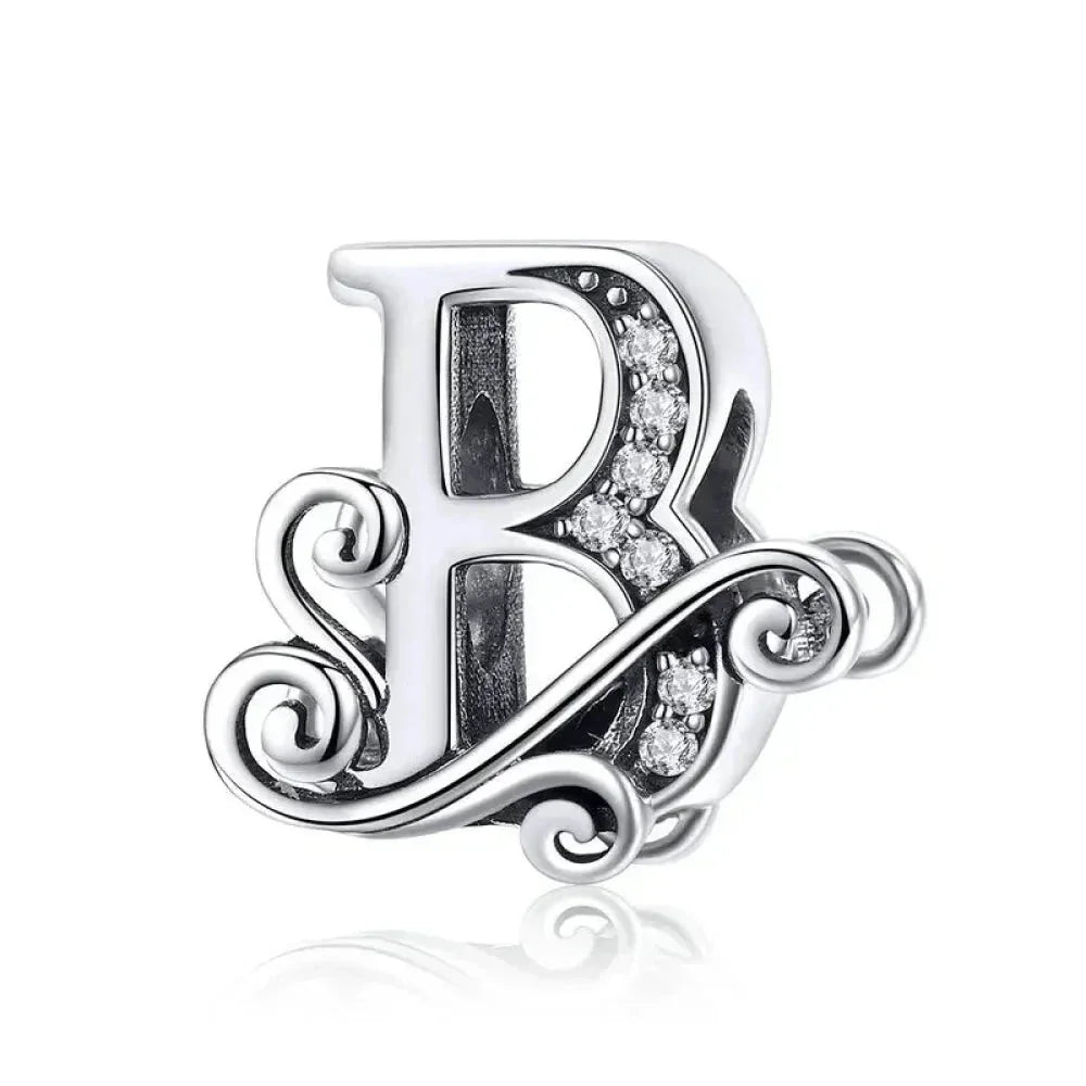Vintage Openwork 925 Sterling Silver Initial Charm