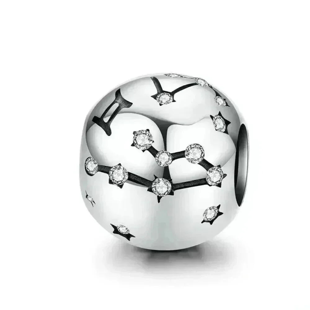 Vintage 925 Sterling Silver Twelve Constellations Star Sign Zodiac Beads Charms For Diy Bracelet Necklace