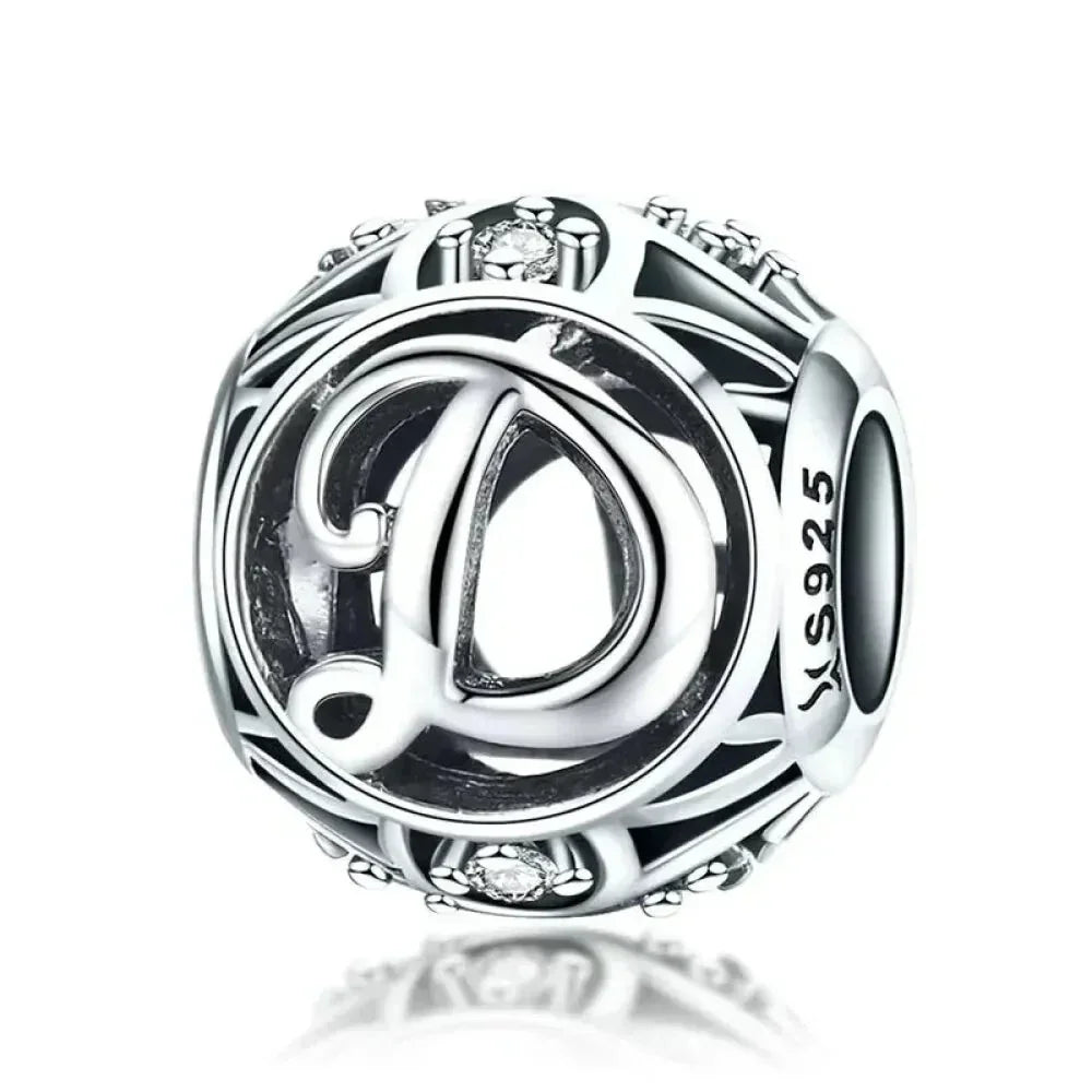 925 Sterling Silver Initial Charm Bead