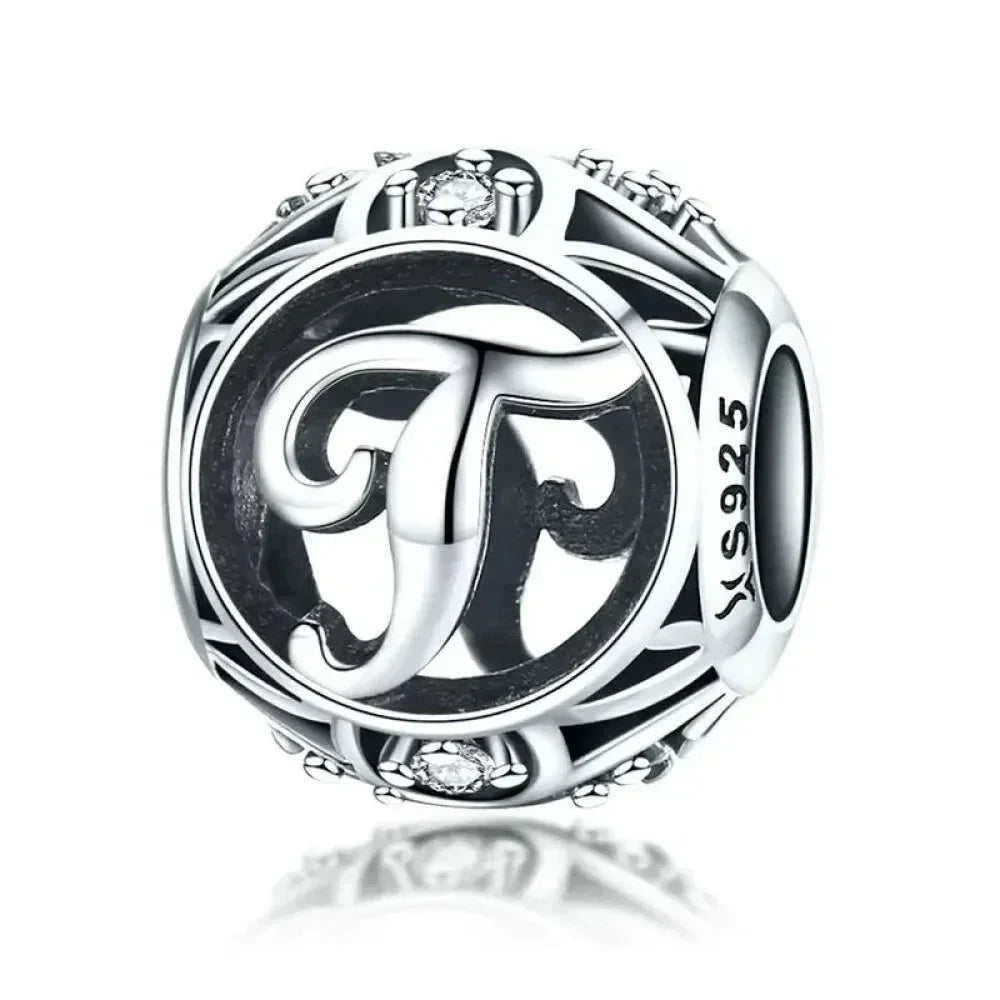 925 Sterling Silver Initial Charm Bead