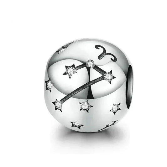 Vintage 925 Sterling Silver Twelve Constellations Star Sign Zodiac Beads Charms For Diy Bracelet Necklace
