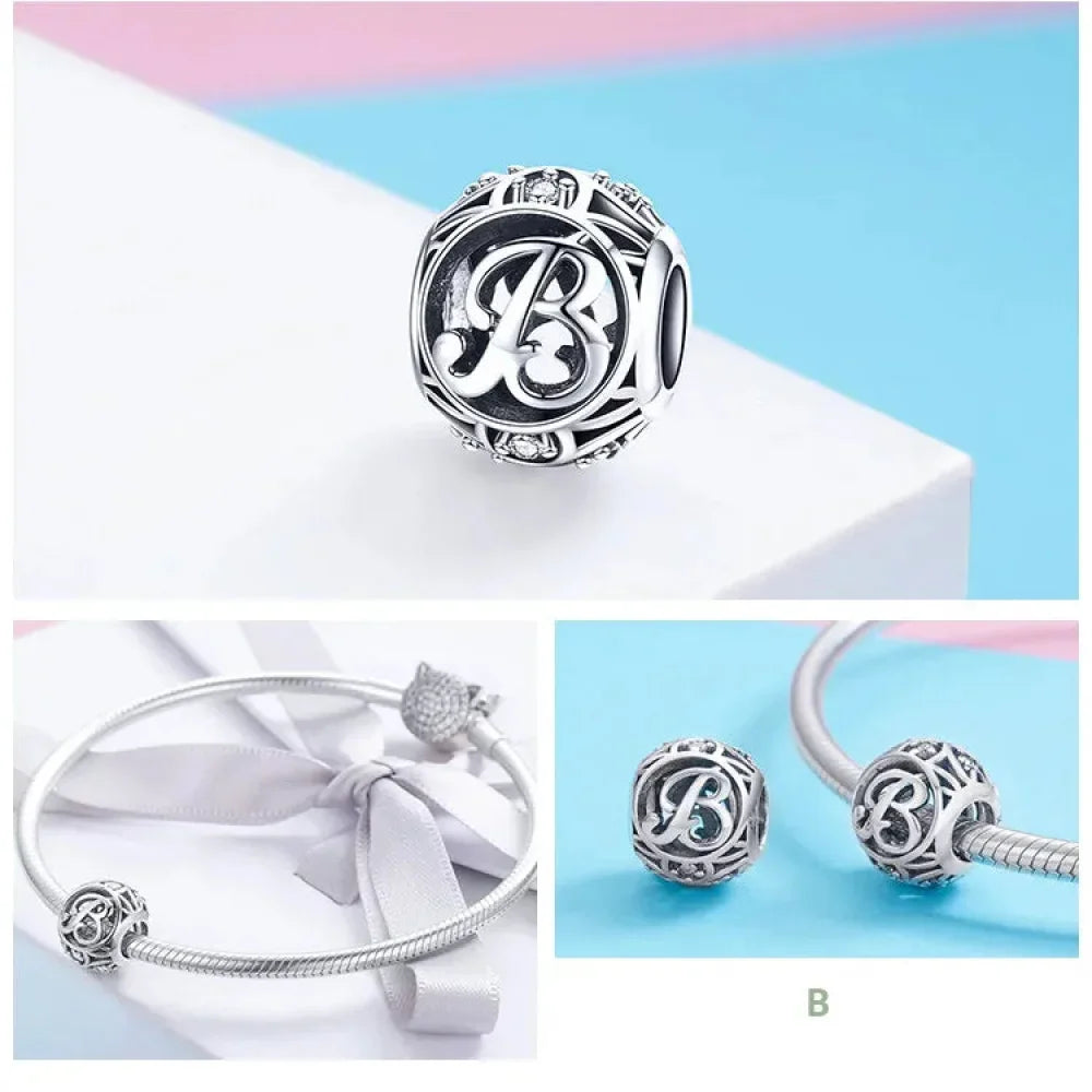 925 Sterling Silver Initial Charm Bead
