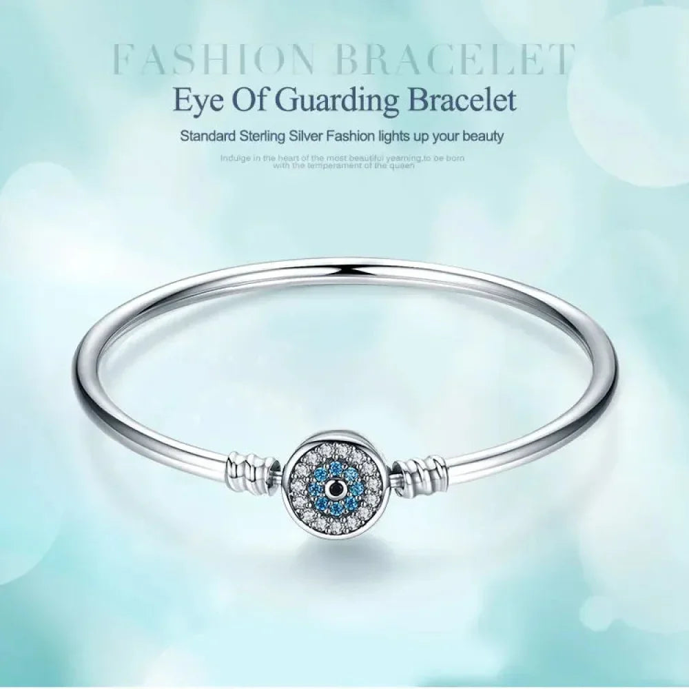 Sterling Silver Snake Chain Bangle Bracelet with CZ Pavé