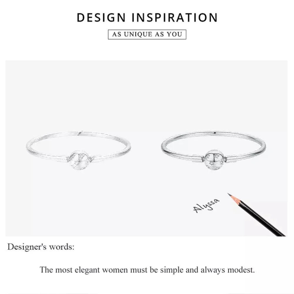 Sterling Silver Snake Chain Bangle Bracelet with CZ Pavé