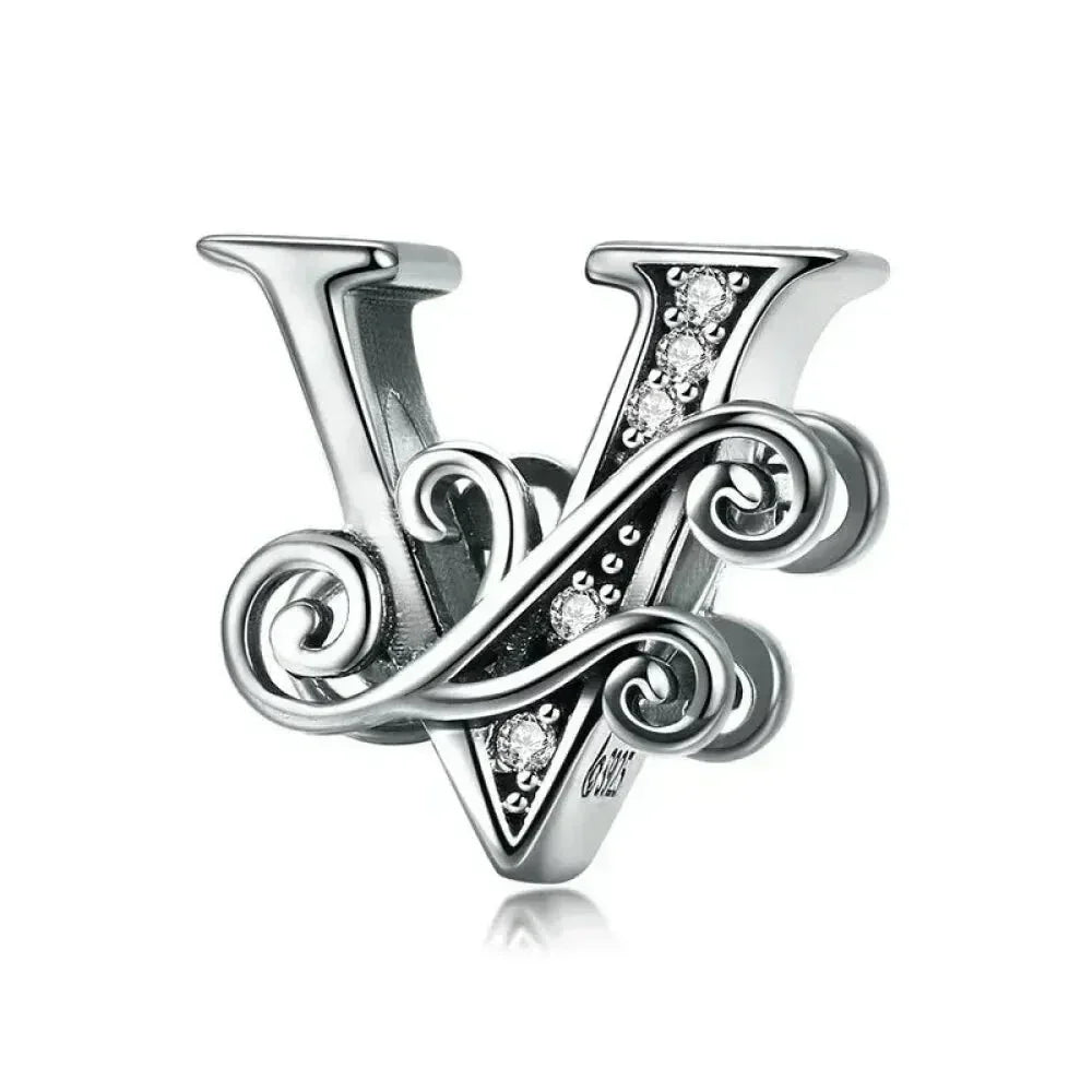 Vintage Openwork 925 Sterling Silver Initial Charm