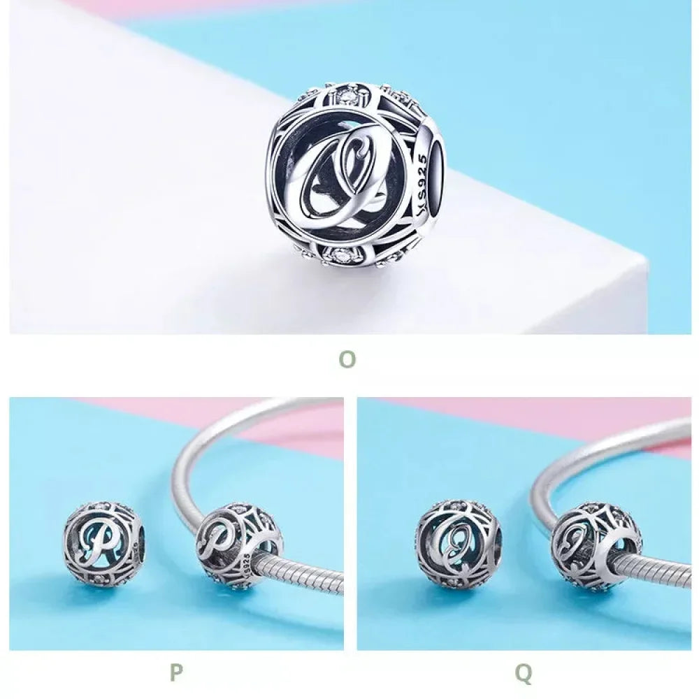 925 Sterling Silver Initial Charm Bead