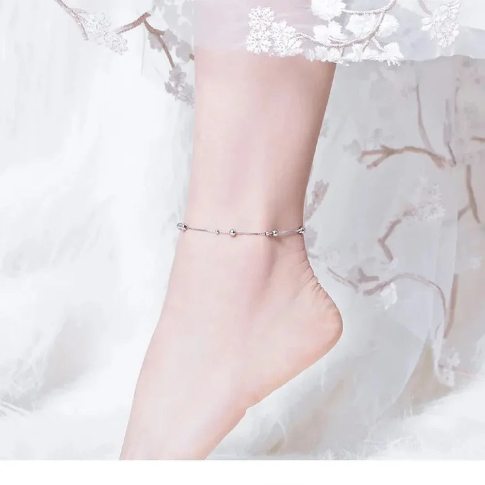 The Minimalist 925 Sterling Silver Bead Anklet