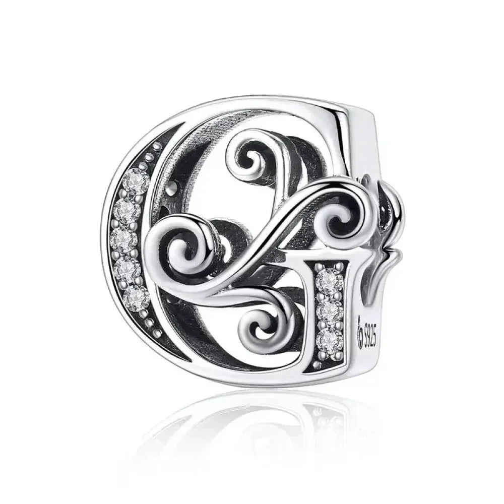 Vintage Openwork 925 Sterling Silver Initial Charm