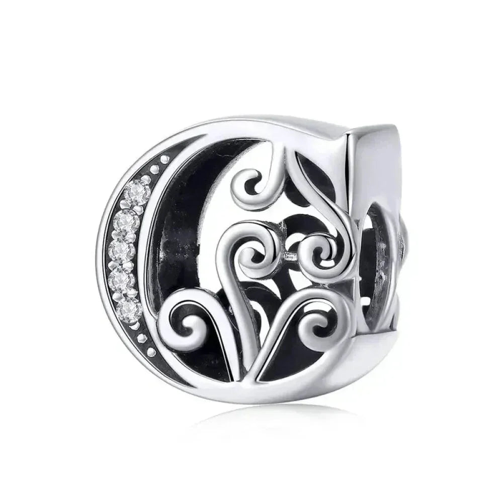 Vintage Openwork 925 Sterling Silver Initial Charm