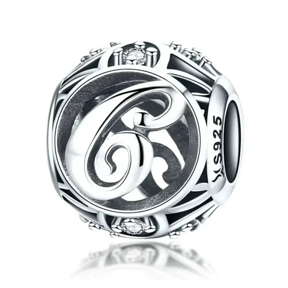 925 Sterling Silver Initial Charm Bead