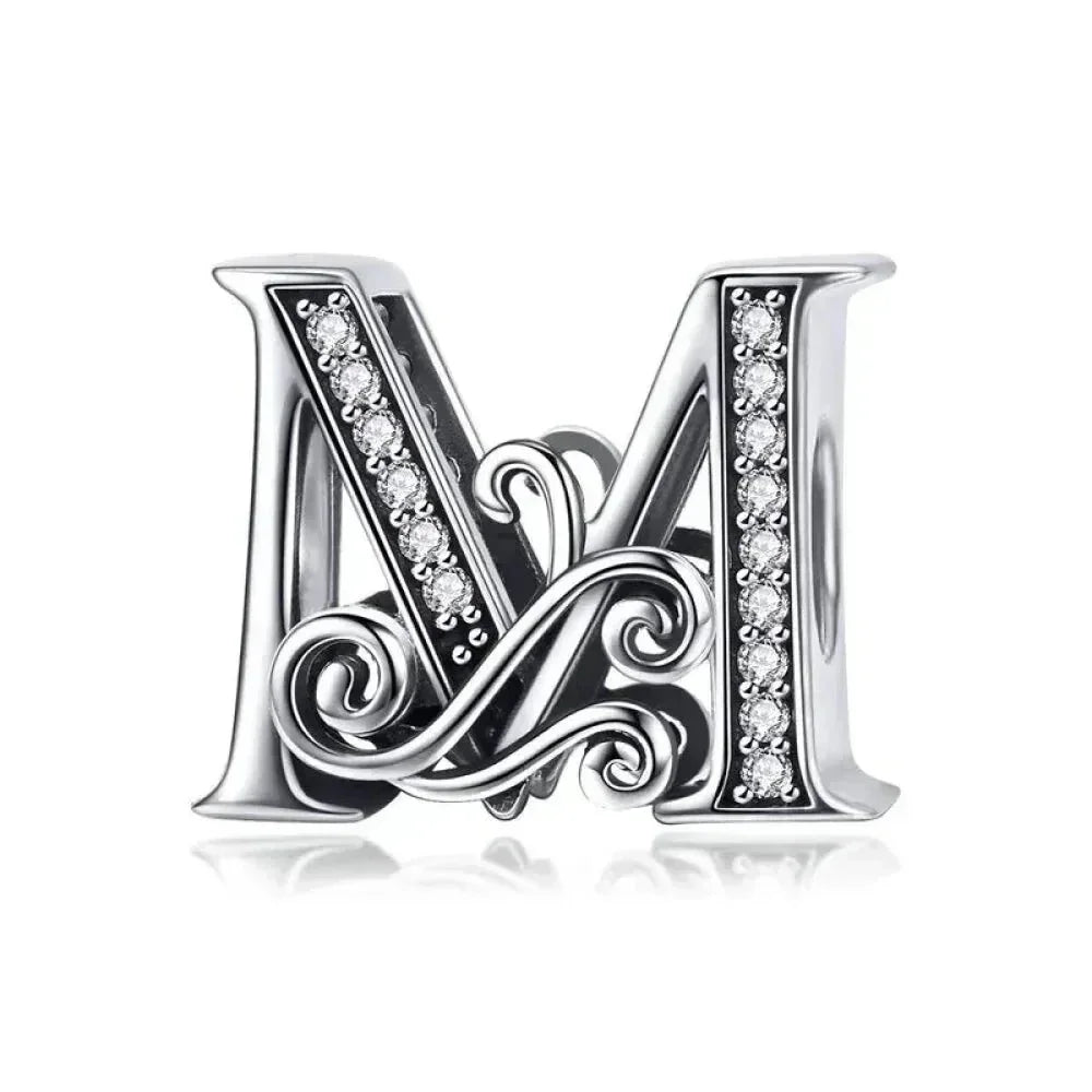Vintage Openwork 925 Sterling Silver Initial Charm