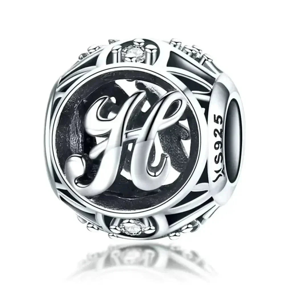 925 Sterling Silver Initial Charm Bead