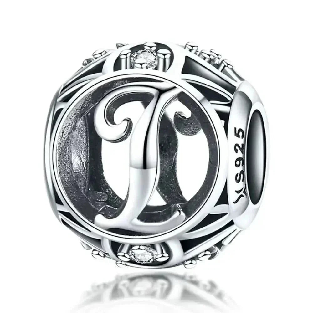 925 Sterling Silver Initial Charm Bead