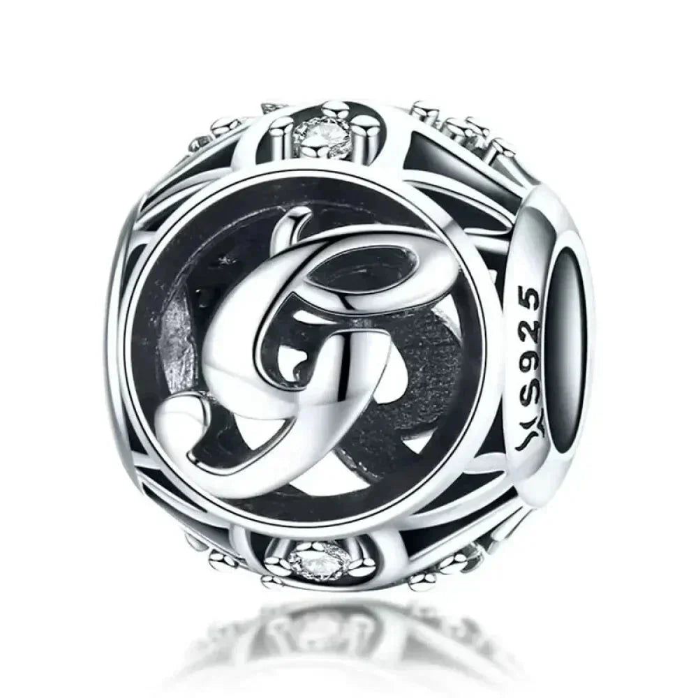 925 Sterling Silver Initial Charm Bead