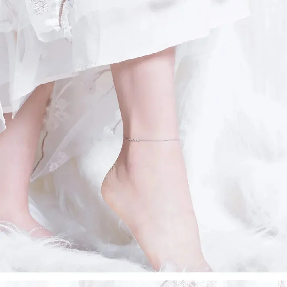 The Delicate 925 Sterling Silver Beaded Anklet
