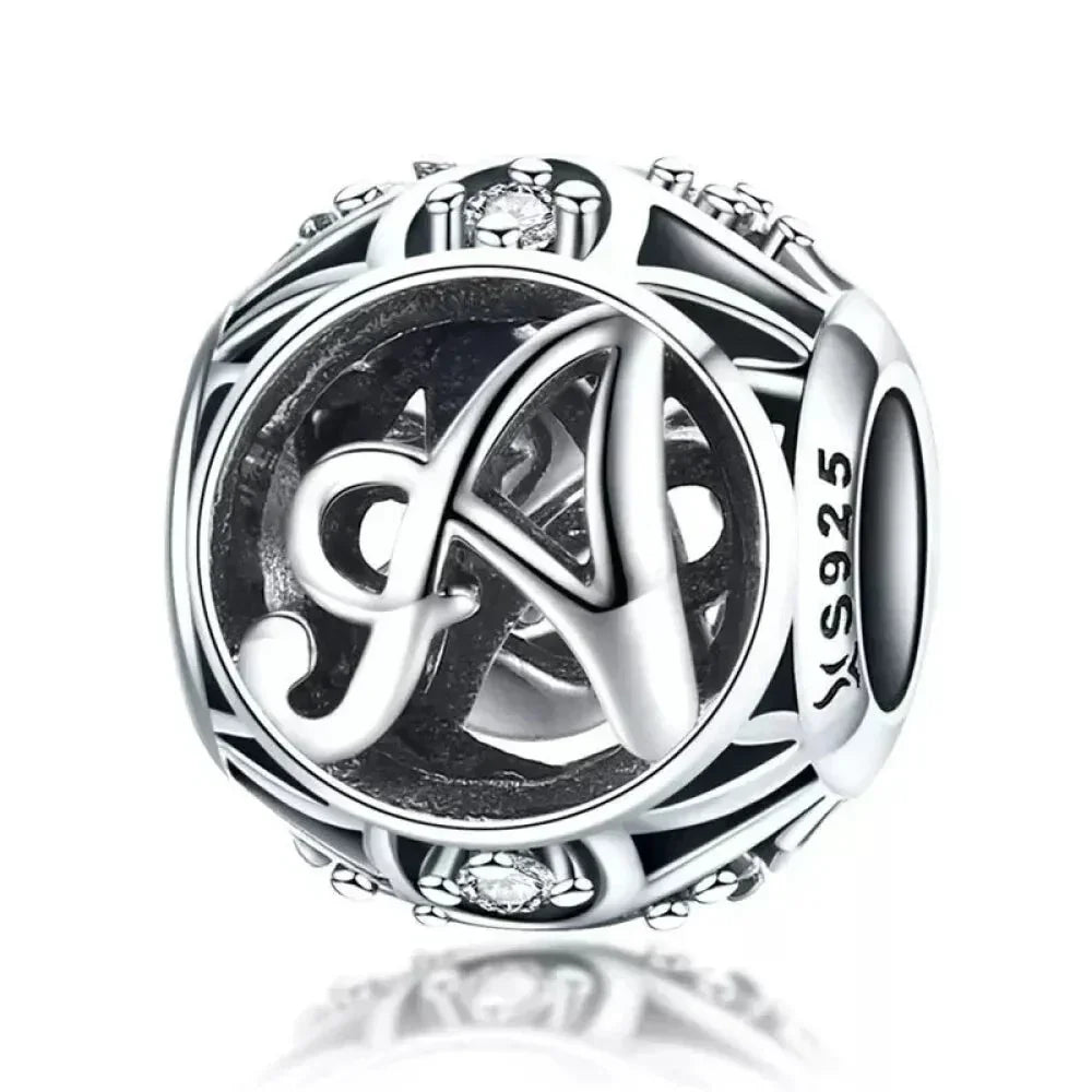 925 Sterling Silver Initial Charm Bead