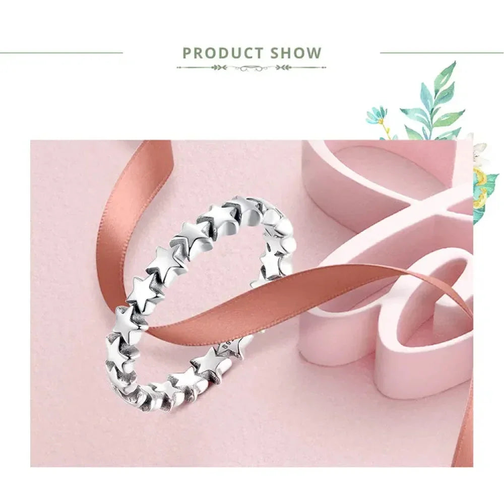 925 Sterling Silver Star & Heart Band Ring