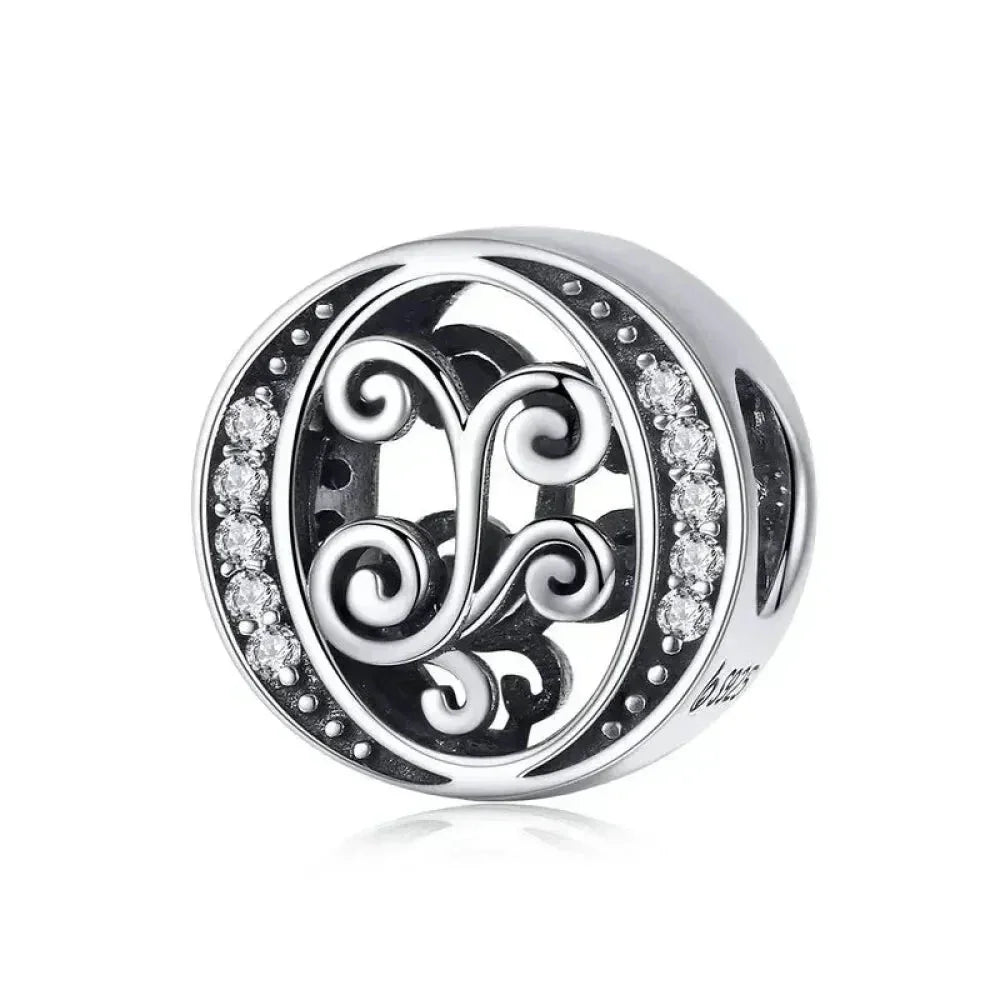 Vintage Openwork 925 Sterling Silver Initial Charm