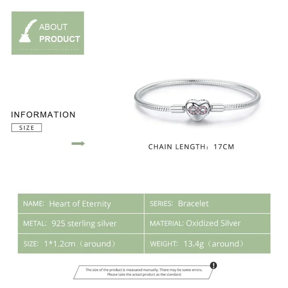Sterling Silver Infinity Heart Bracelet with CZ