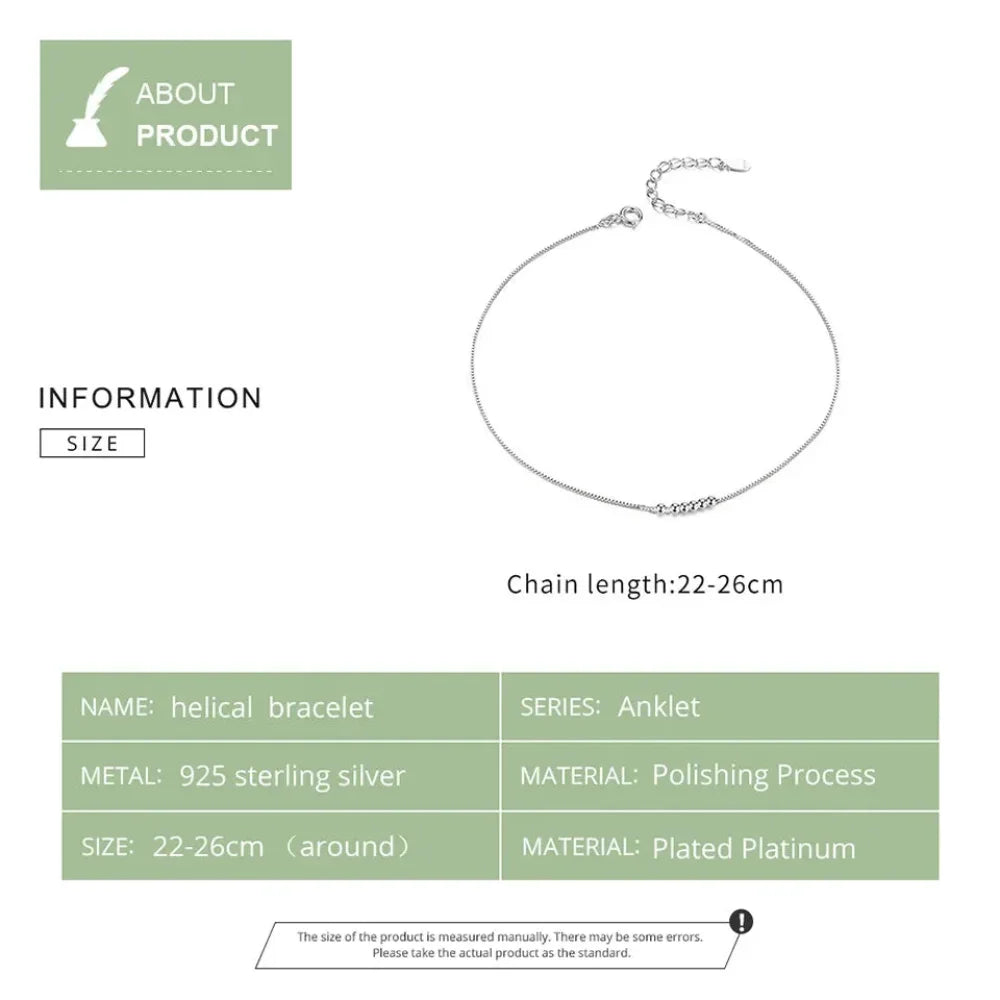 The Delicate 925 Sterling Silver Beaded Anklet