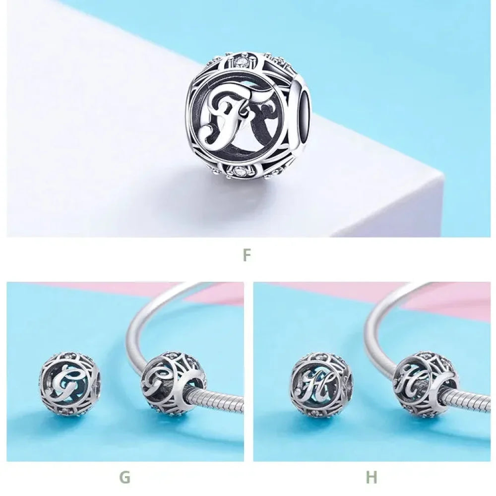 925 Sterling Silver Initial Charm Bead