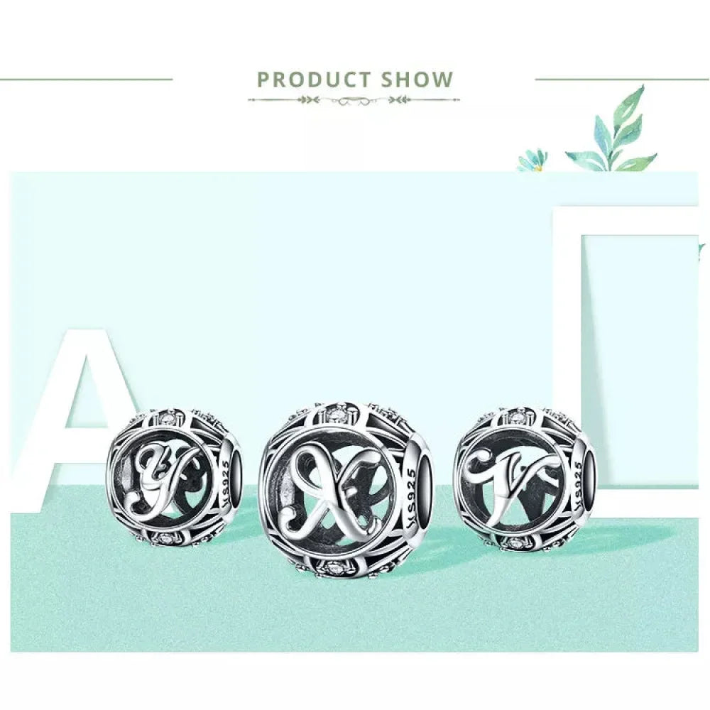 925 Sterling Silver Initial Charm Bead