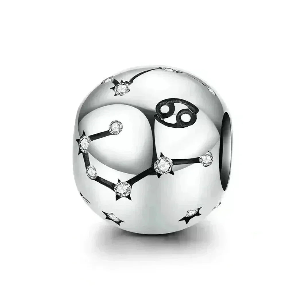 Vintage 925 Sterling Silver Twelve Constellations Star Sign Zodiac Beads Charms For Diy Bracelet Necklace