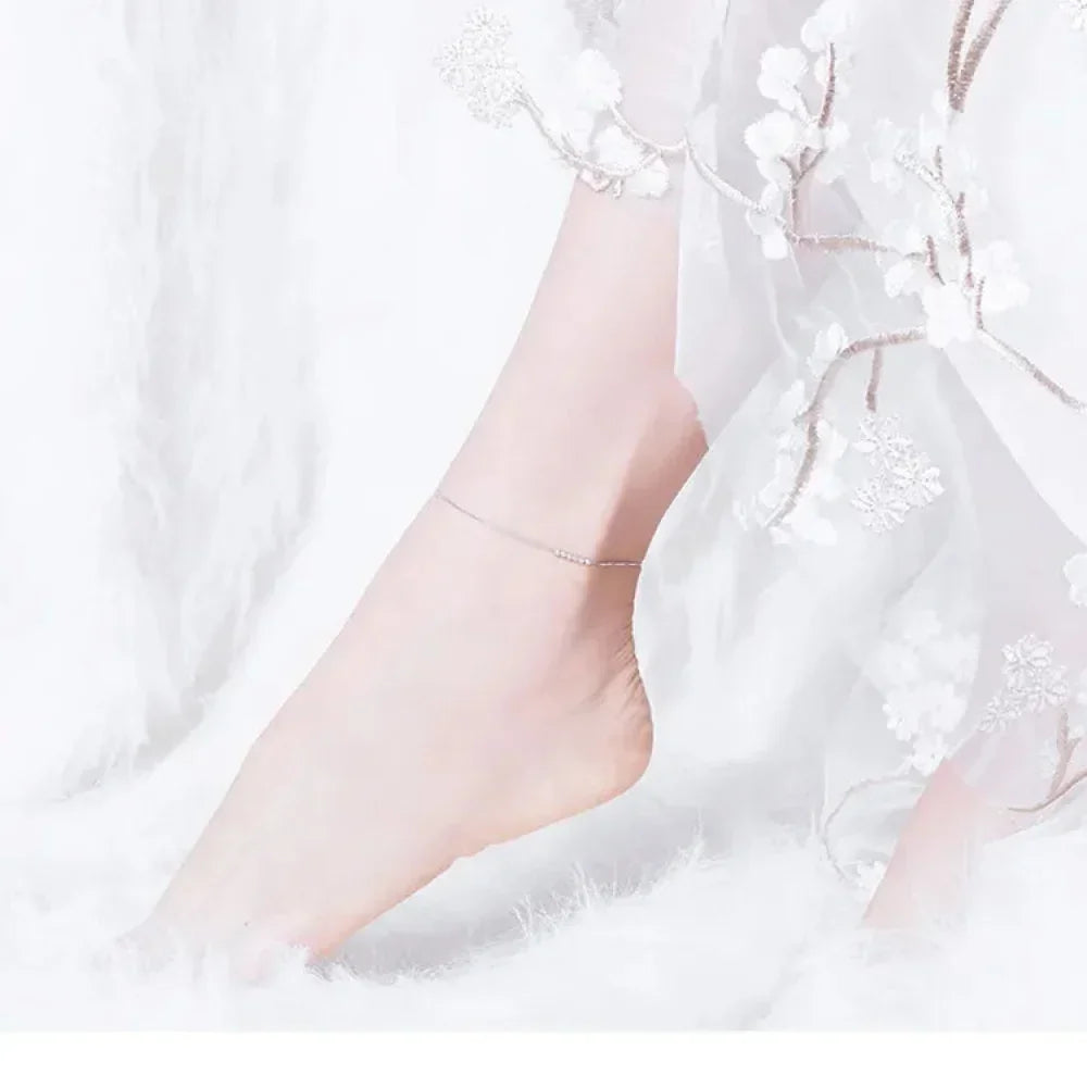 The Delicate 925 Sterling Silver Beaded Anklet