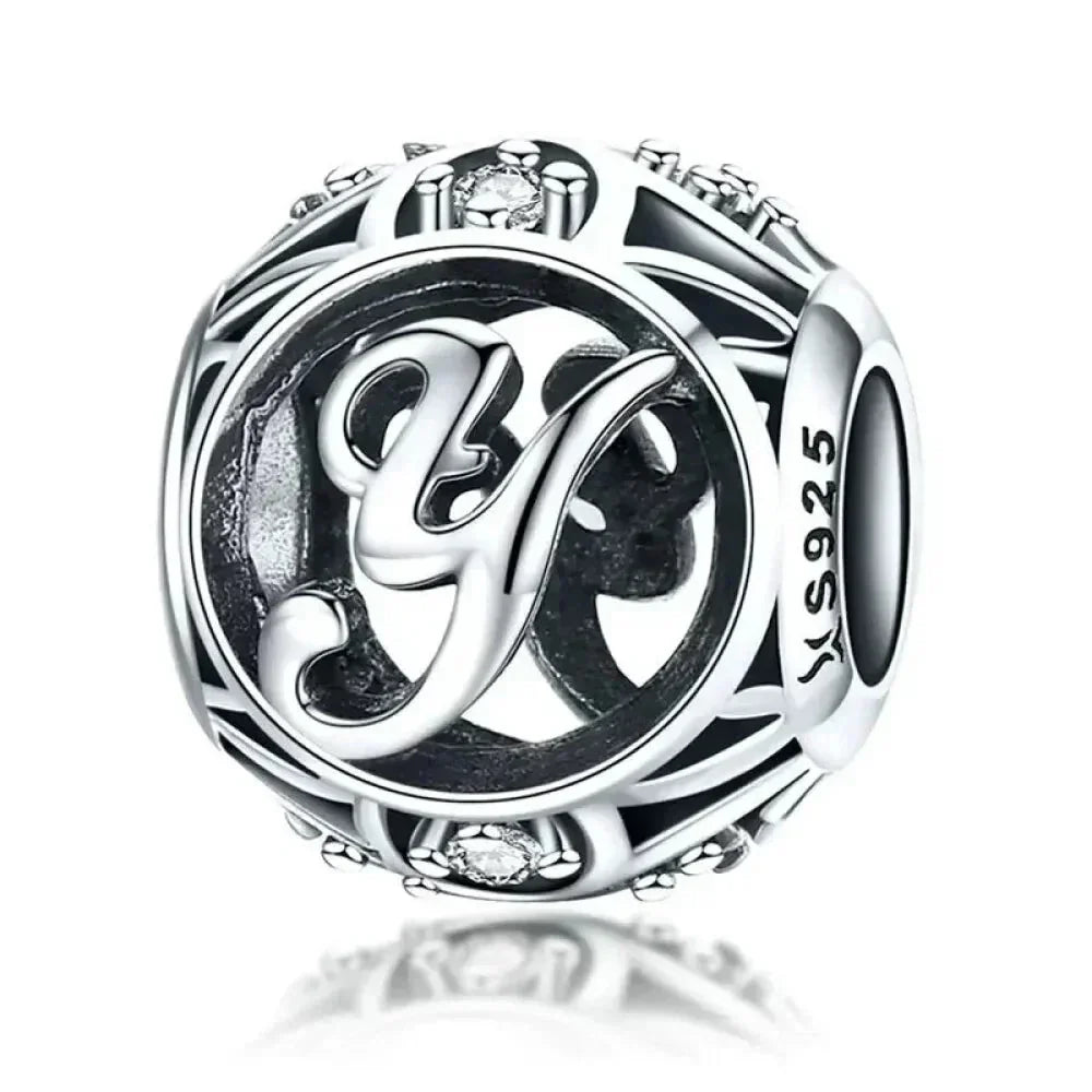 925 Sterling Silver Initial Charm Bead
