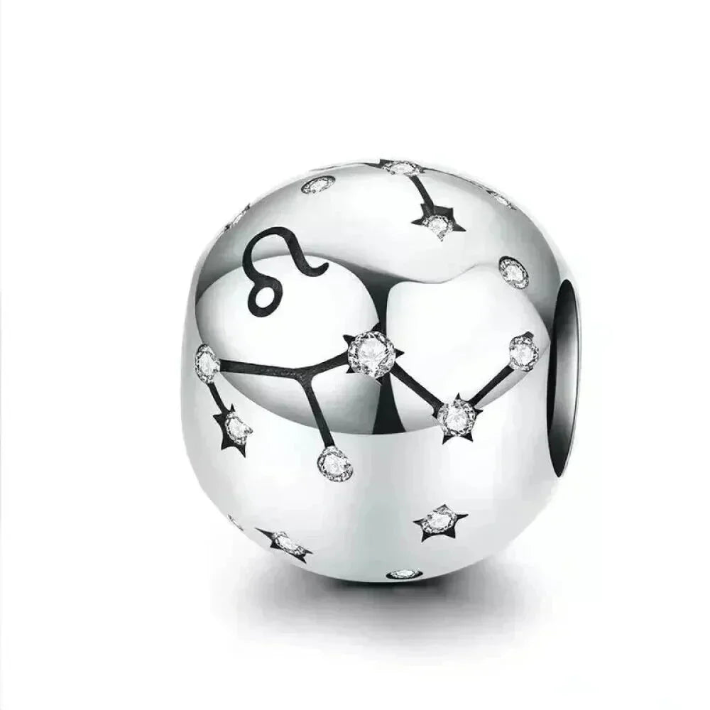 Vintage 925 Sterling Silver Twelve Constellations Star Sign Zodiac Beads Charms For Diy Bracelet Necklace