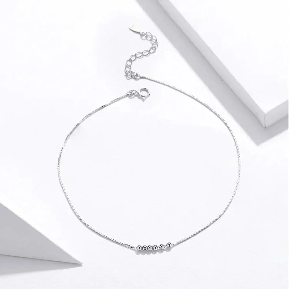 The Delicate 925 Sterling Silver Beaded Anklet