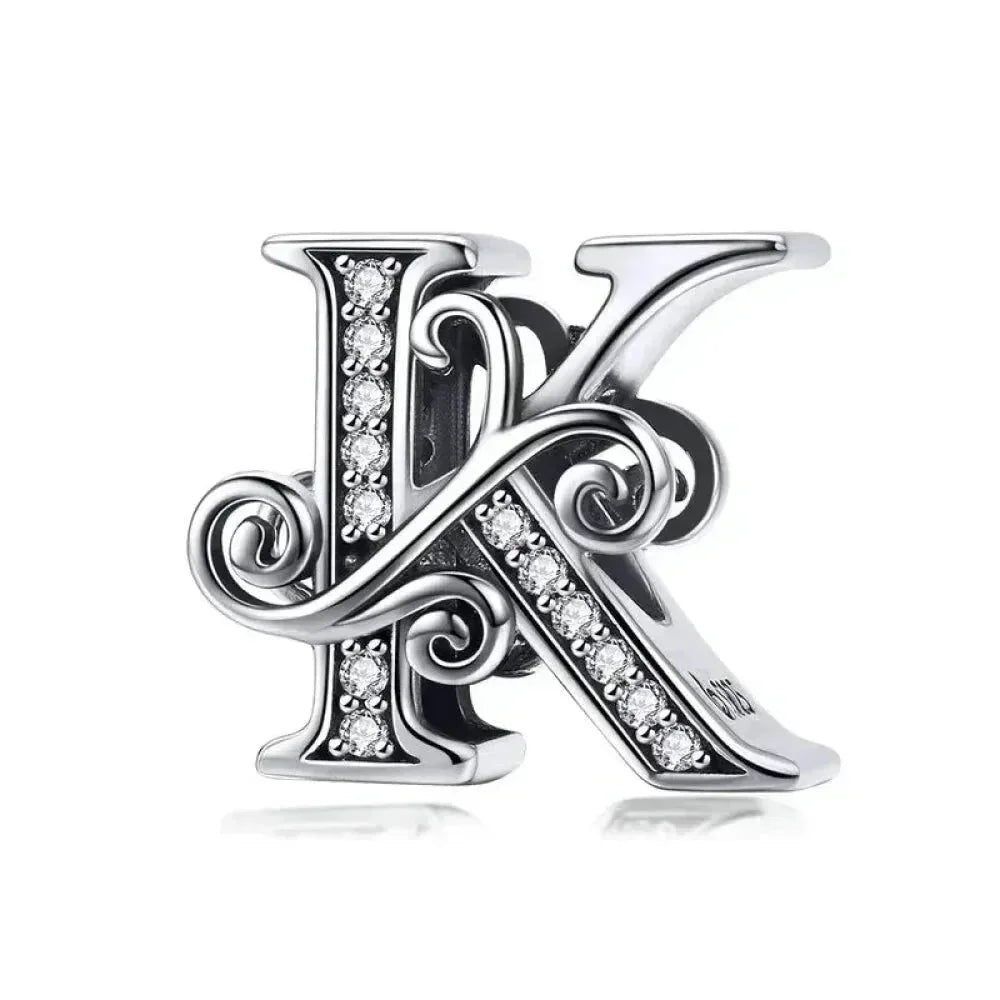 Vintage Openwork 925 Sterling Silver Initial Charm