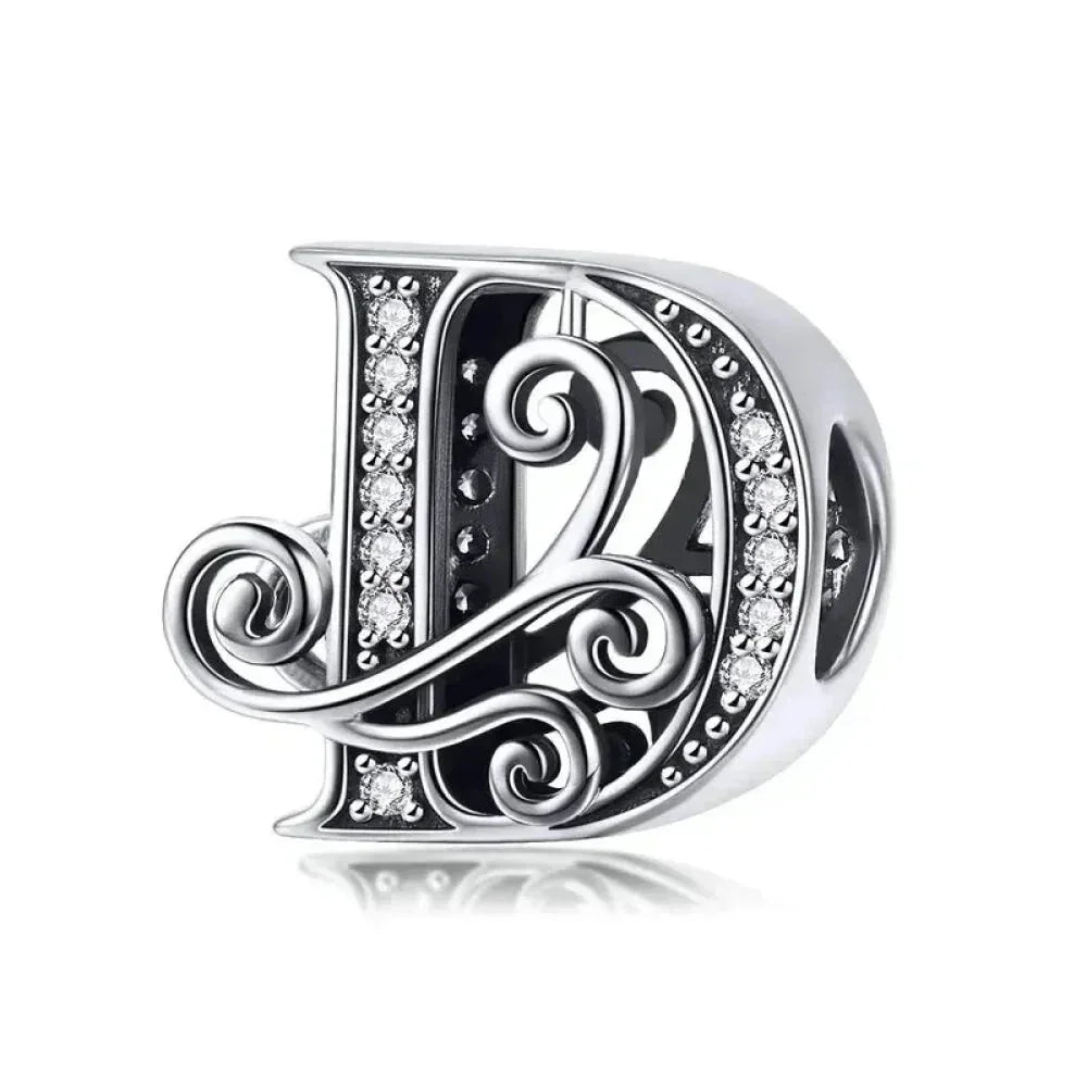 Vintage Openwork 925 Sterling Silver Initial Charm