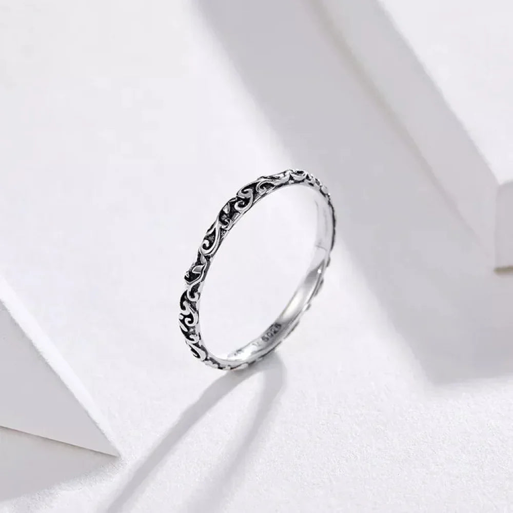 925 Sterling Silver Vintage Embossed Floral Ring