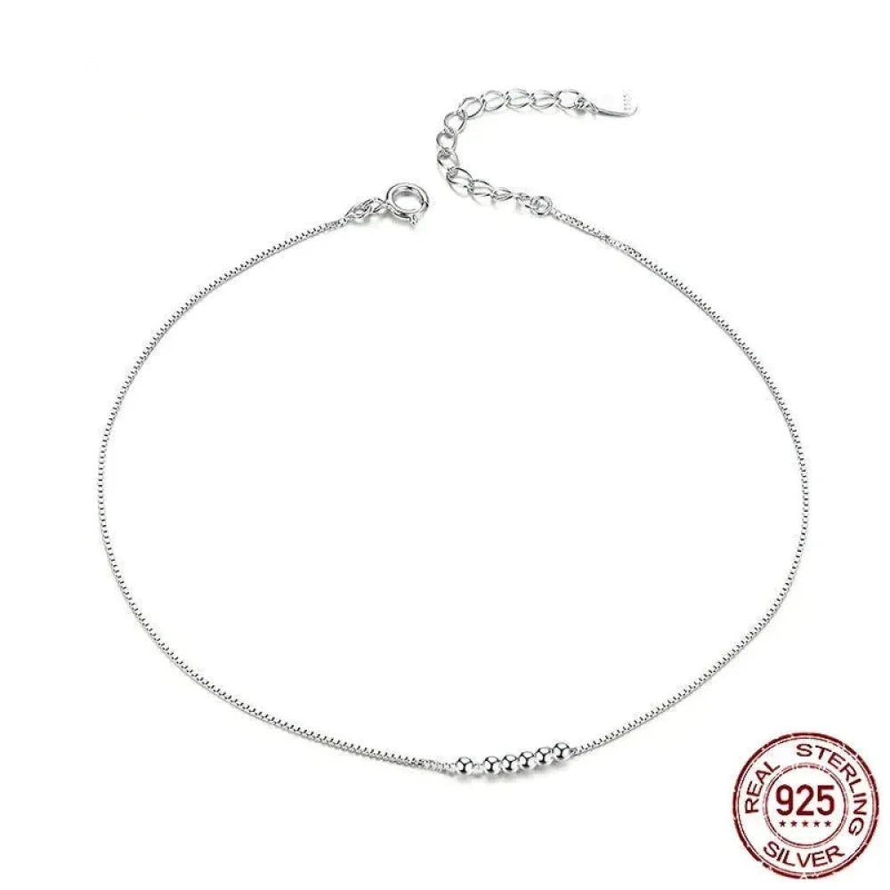 The Delicate 925 Sterling Silver Beaded Anklet