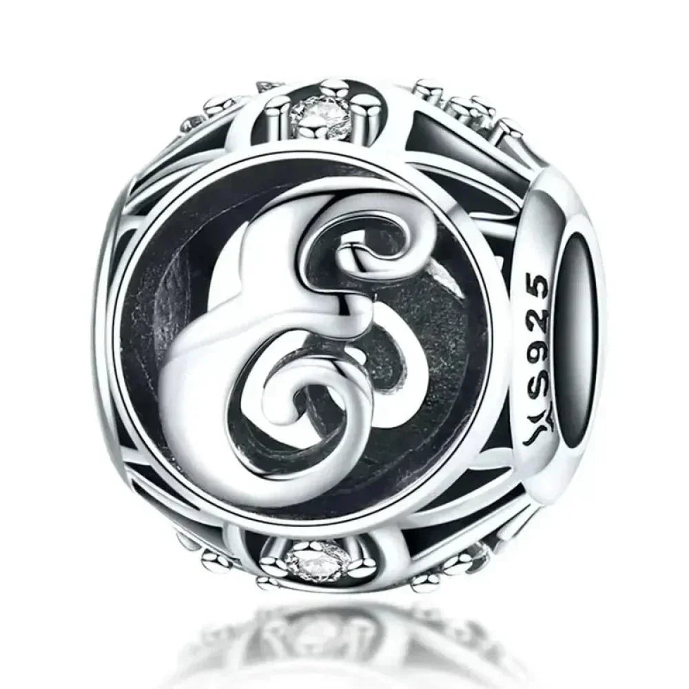 925 Sterling Silver Initial Charm Bead
