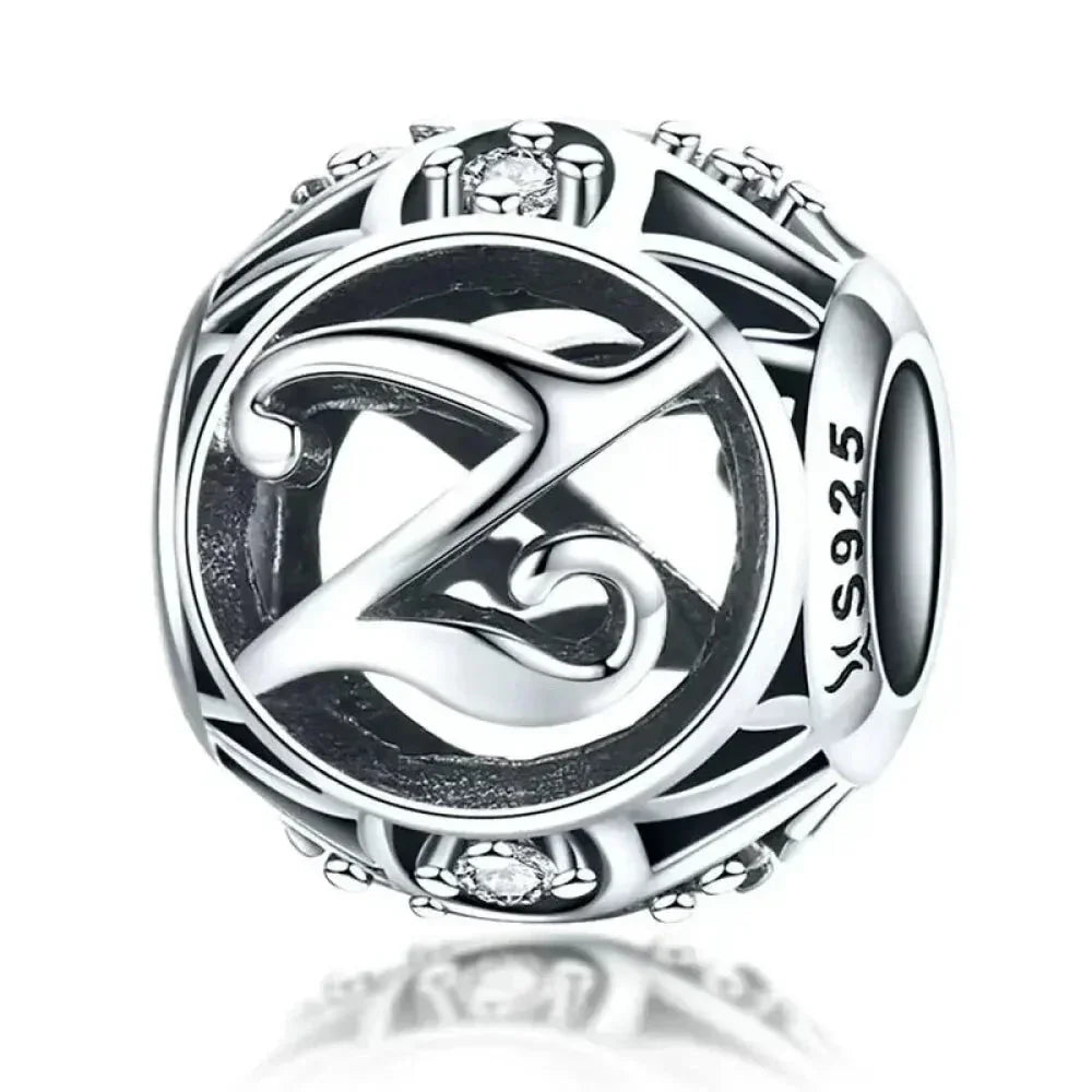 925 Sterling Silver Initial Charm Bead