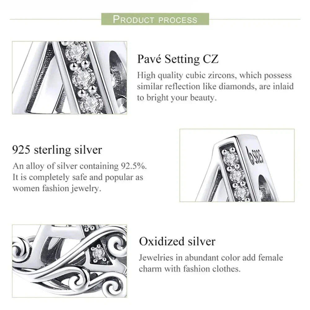 Vintage Openwork 925 Sterling Silver Initial Charm